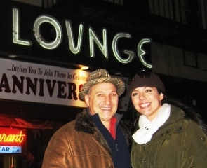 Gordon Polatnick and Toni Senecal in front of Lenox Lounge.  Toni On! New York TV segment 2010