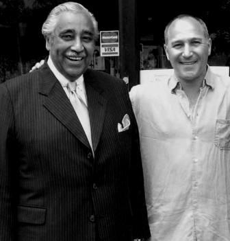 Congressman Charles Rangel and Gordon Polatnick in front of EZ's Woodshed in Harlem.  Click here to read reviews of Big Apple Jazz Tours.